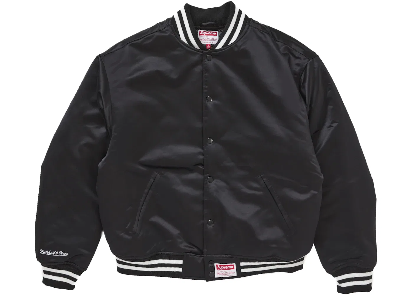 Мужская куртка-бомбер сатиновая Supreme Jacket (FW24), Black — фото 3