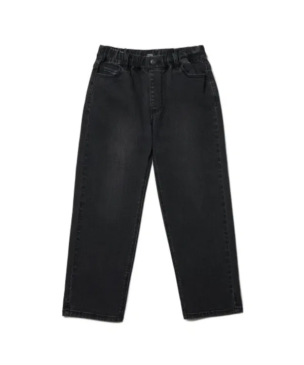 Джинсы прямого кроя на резинке, Regular Fit Musinsa Standard Kids, washed black — фото 2