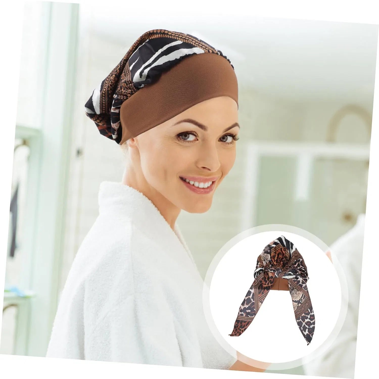 Шапочка для душа 4 шт, Healeved, имитация шелка, Leopard — фото 2