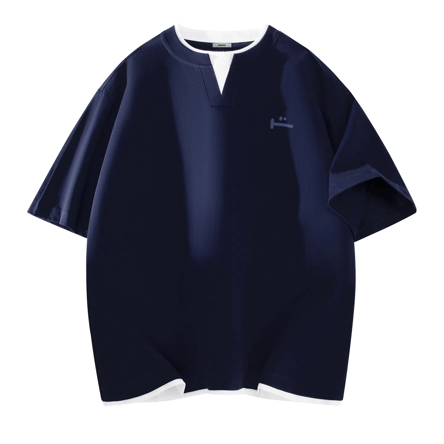 Детская футболка с имитацией двухслойности MINISO, Navy Blue