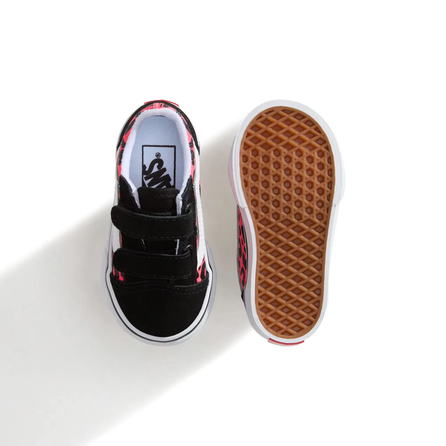 Детские кеды для малышей на липучках Old Skool Velcro Vans, Negro / Rosa — фото 3