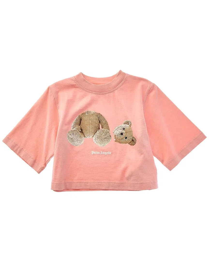 Детская футболка с принтом Palm Angels Bear Cropped, розовый