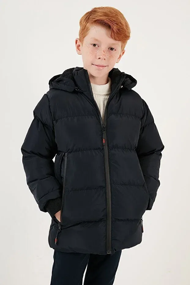 Детский пуховик для девочек с капюшоном Lela, Navy Blue — фото 3