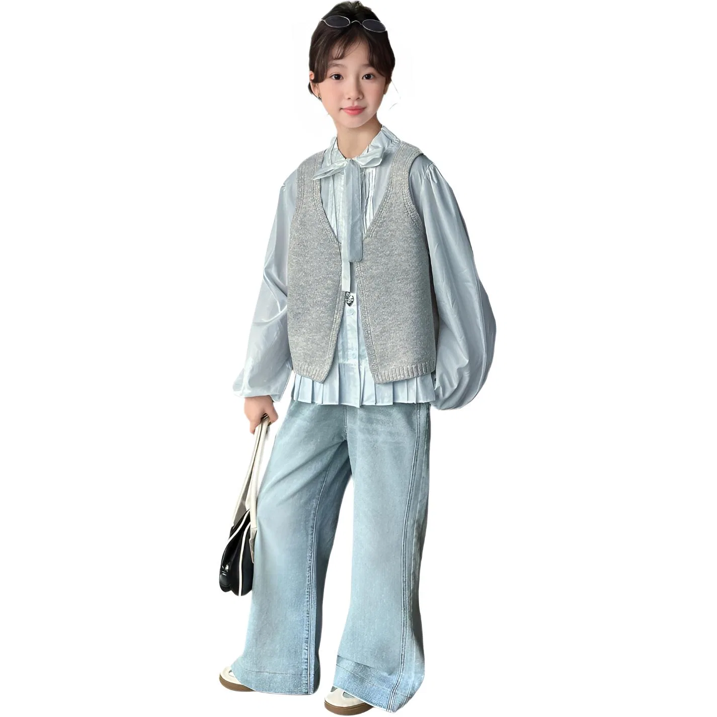 Детский комплект из жилета и топа с воротником-рюшем, модель Rice Vest Two-Piece Set, MADALLO, Rice Vest Two-Piece Set — фото 4
