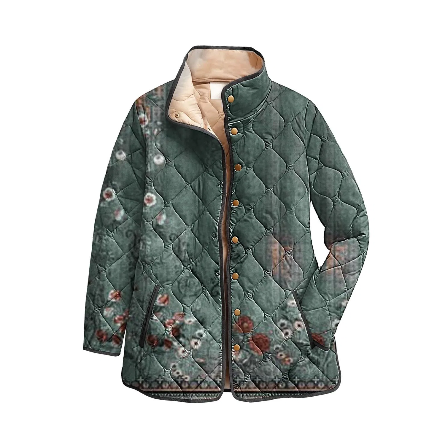 Женское зимнее пальто с принтом Oversized Printed Jackets, green