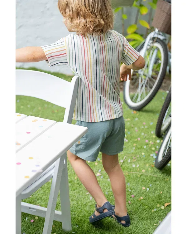 Детский топ с принтом Unisex Dropped Shoulder Tee Pehr, Stripes Away Rainbow — фото 2