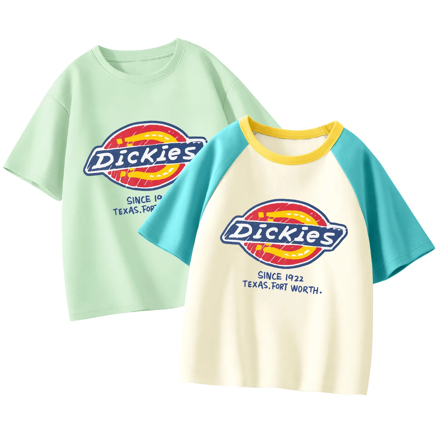 Детский комплект футболок с длинным рукавом Dickies, Swarovski Peacock Blue+Swarovski Cream Blue — фото 3