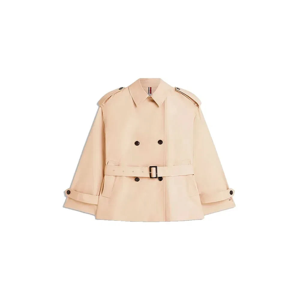 Женское пальто-тренч из хлопкового твида с водоотталкивающей пропиткой Tommy hilfiger, Beige — фото 3
