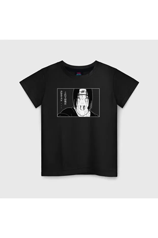 Детская футболка для мальчиков с принтом Itachi naruto cyan kids t-shirt model 34 Galashop, Black