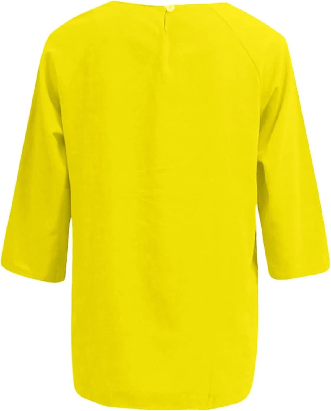 Женская свободная льняная блуза с рукавом 3/4, Yellow — фото 4