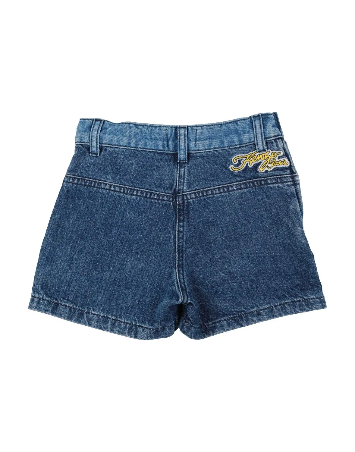 Детские джинсовые шорты для девочек с вышивкой Kenzo Kids, синий — фото 2