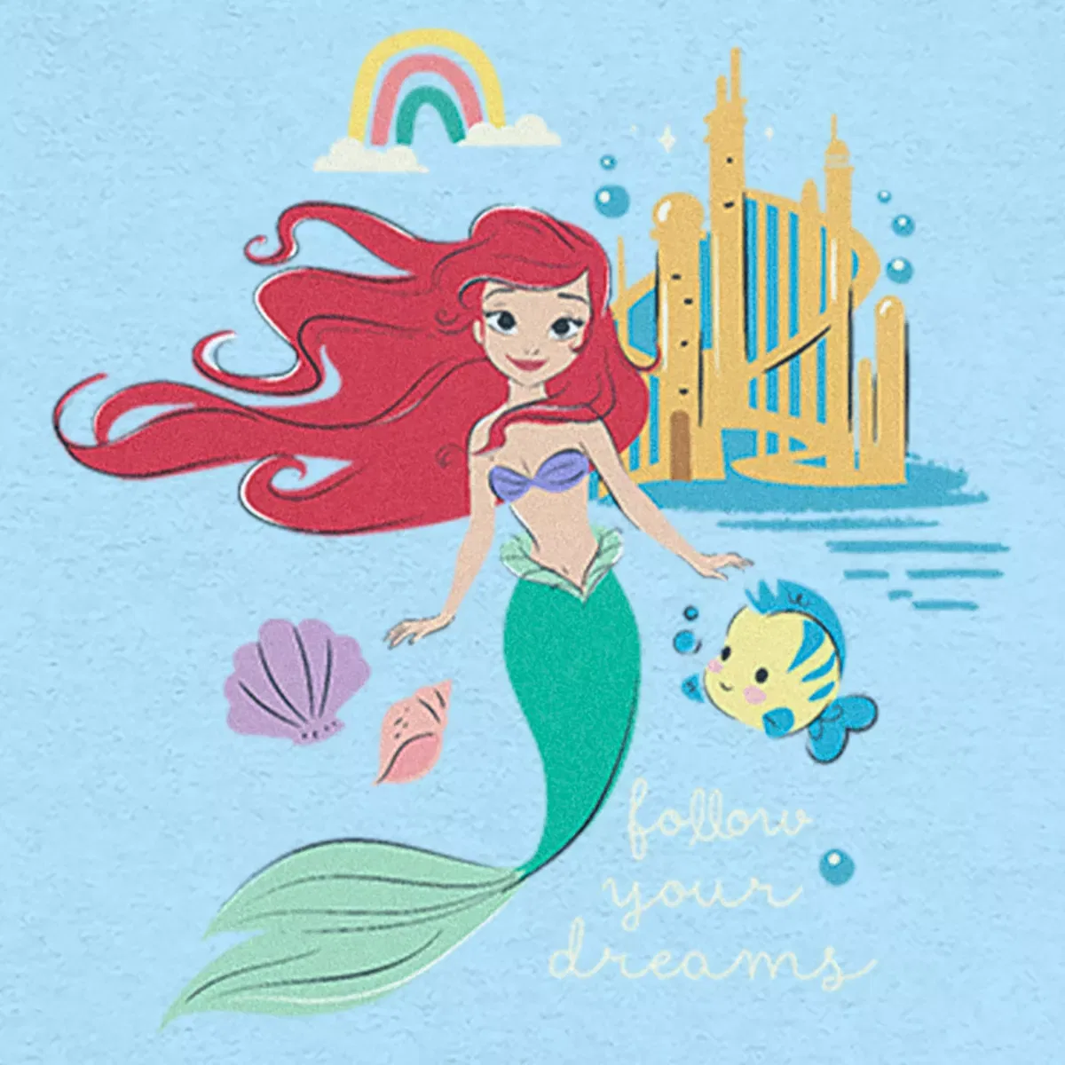 Детское боди для мальчиков с принтом The Little Mermaid Ariel Follow Your Dreams Bodysuit, Light Blue — фото 2