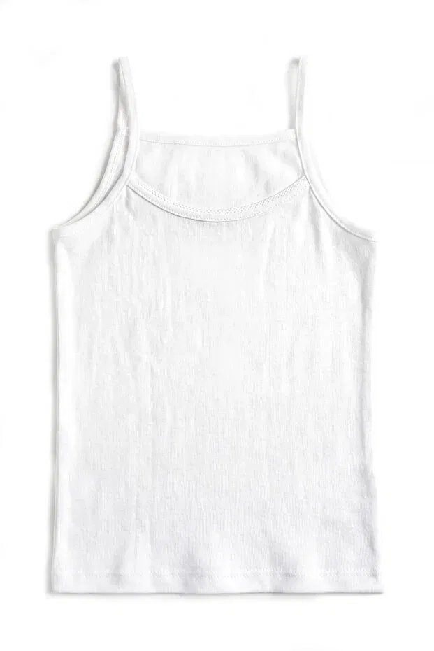 Детская хлопковое майка для девочек с кружевной отделкой Öts, White