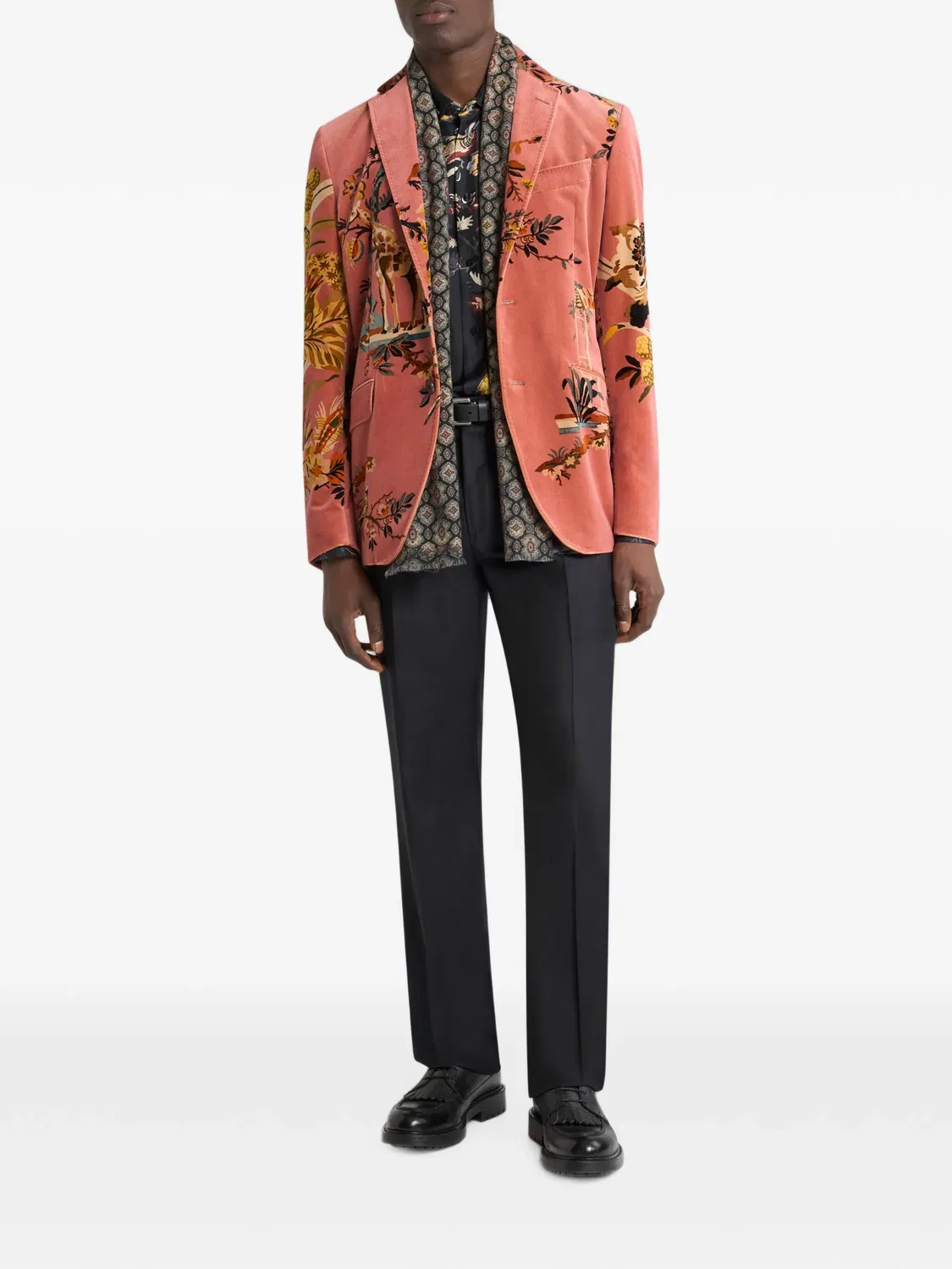 Шелковая рубашка с принтом, черная ETRO, черный — фото 4