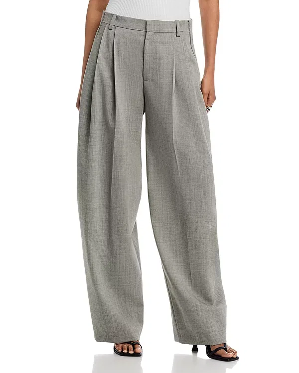 Женские шерстяные брюки Mid Rise Tailored Pants Alexander Wang, Light Heather Grey