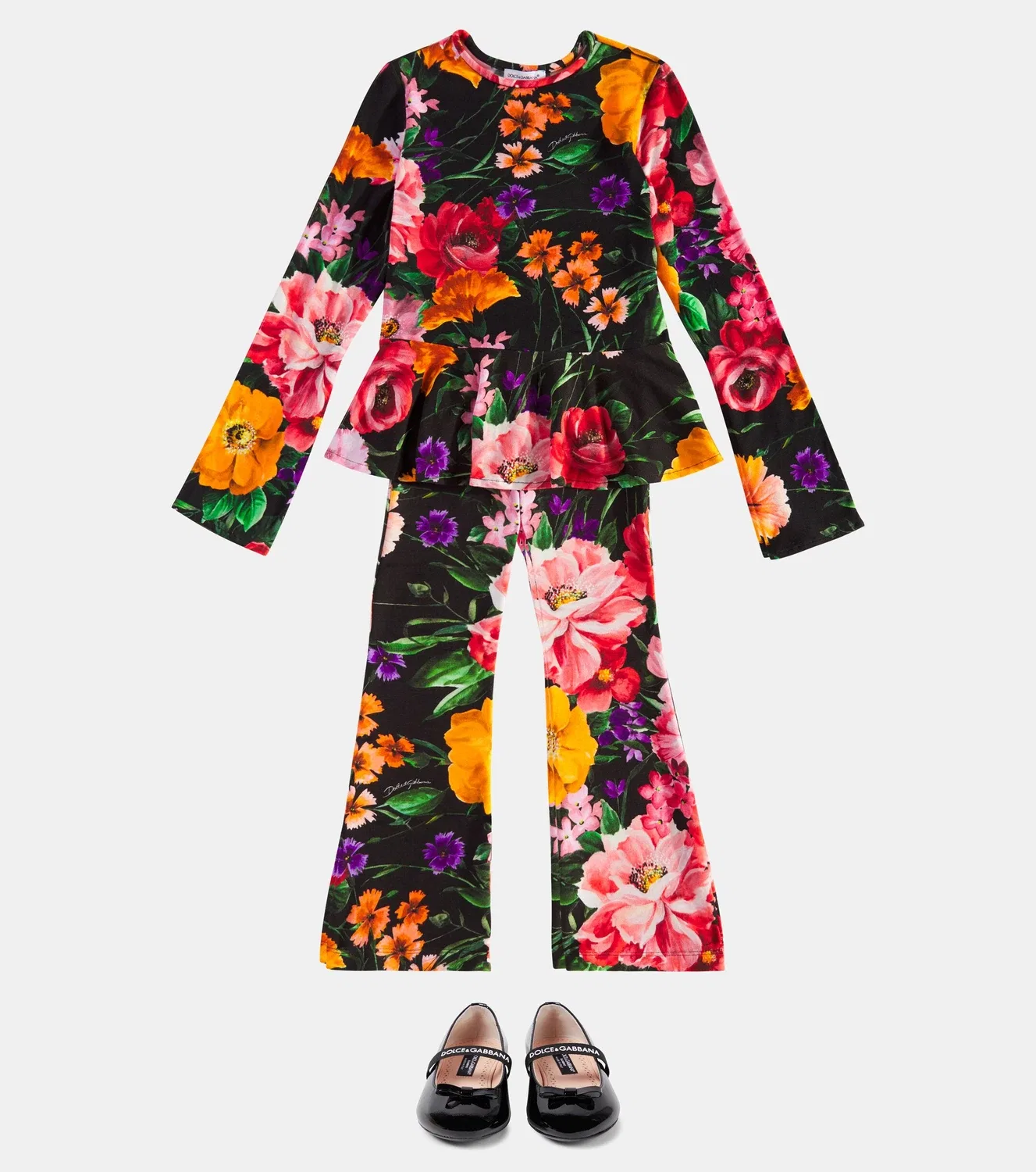 Брюки с цветочным принтом Dolce&Gabbana Kids, черный — фото 2