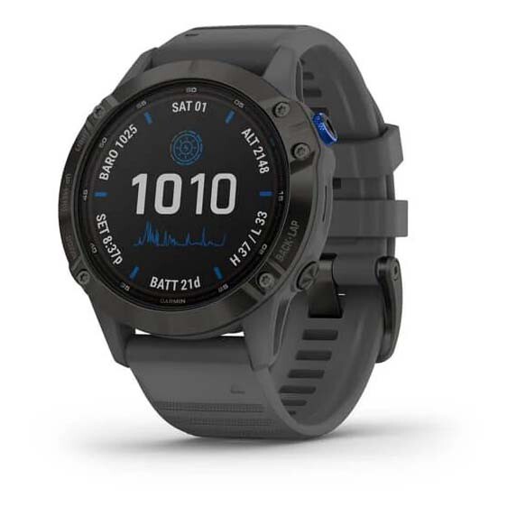 

Умные часы Garmin Fenix 6 Pro Solar, черный с темно-серым ремешком