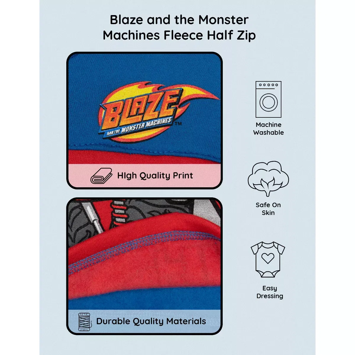 Детское худи на молнии с принтом Blaze and the Monster Machines Nickelodeon, Red — фото 3