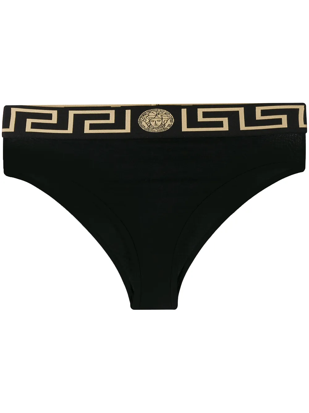 

Трусы-брифы с завышенной талией и узором Greca VERSACE, черный
