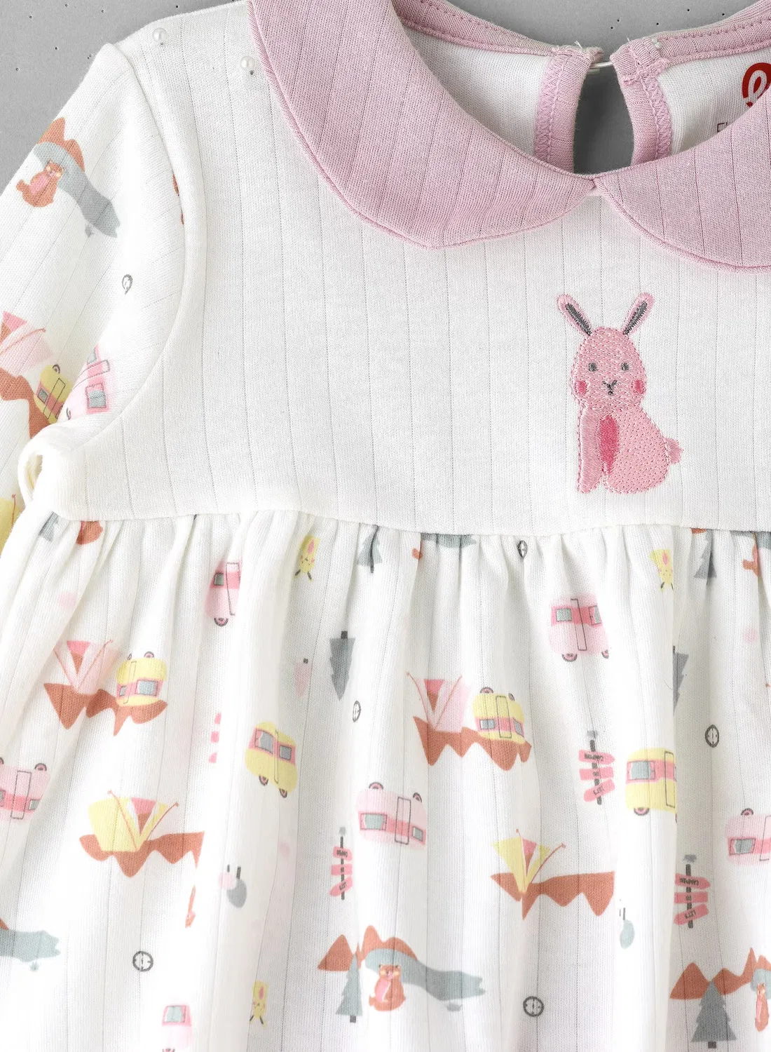 Комплект с вышивкой кролика топ с баской и леггинсы в рубчик Elegant Kids, мультиколор — фото 3