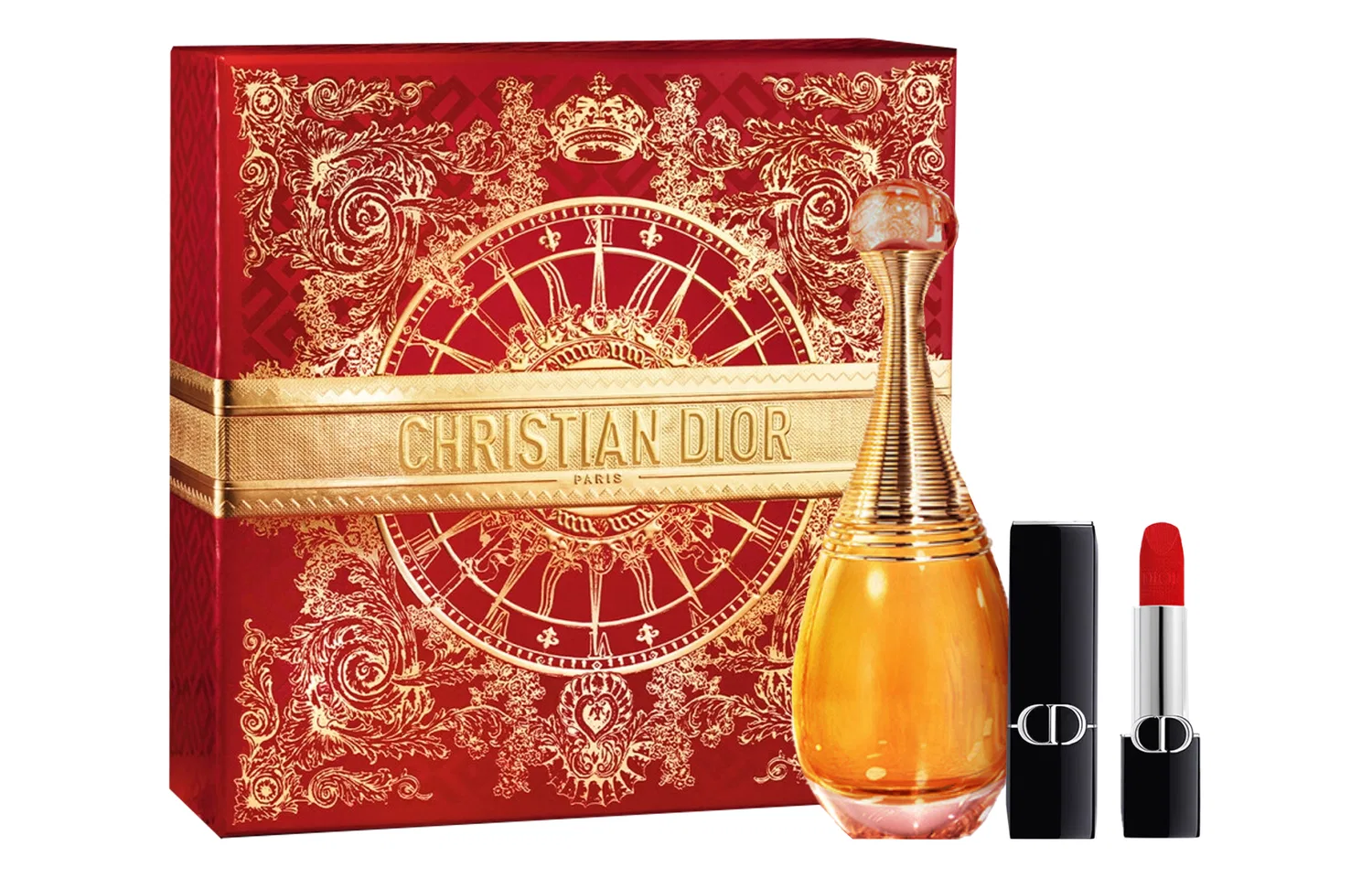 Женский подарочный набор парфюма и губной помады DIOR, 50 мл и 3,5 г, Blue Gold #999, Radiant Gold Fortune Box