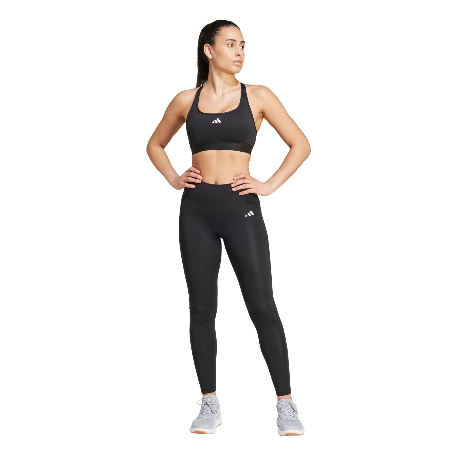 Женские спортивные леггинсы с карманом Adidas, черный — фото 4