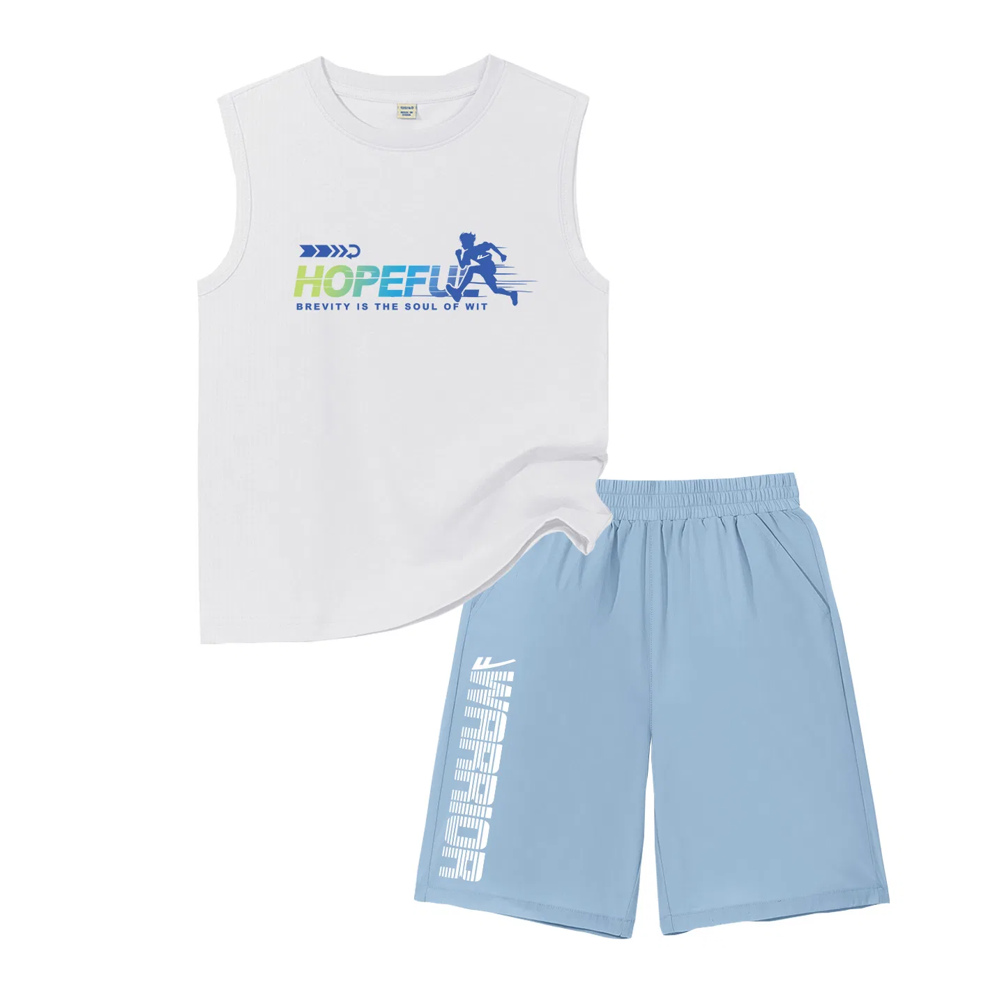 Детский спортивный комплект с принтом White/H Gradient Running-Gray Blue/H White Interval Bottom Right K WARRIOR