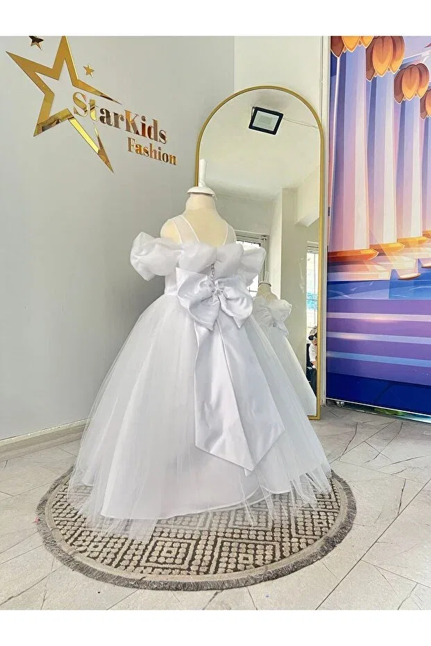 Детское платье для девочек с длинным рукавом Star Kids, White — фото 4