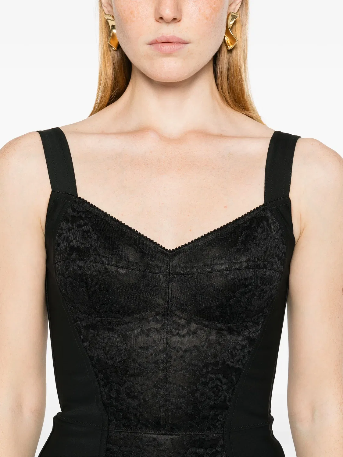 Платье с цветочной кружевной отделкой Dolce & Gabbana, черный — фото 4