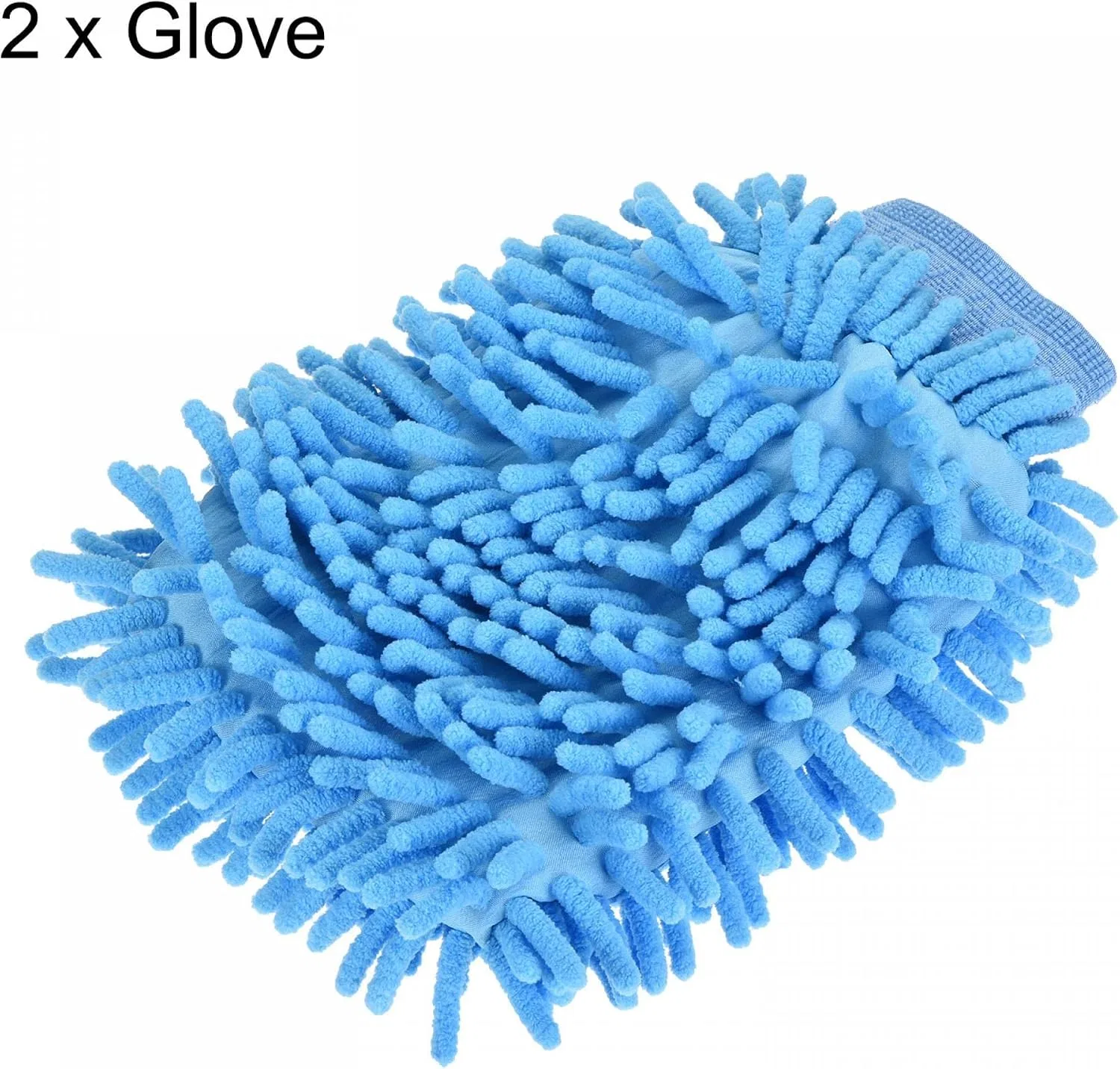 Микрофибровая варежка для мытья, Chenille, 2 шт, 220x150 мм, Blue Sourcing Map — фото 3