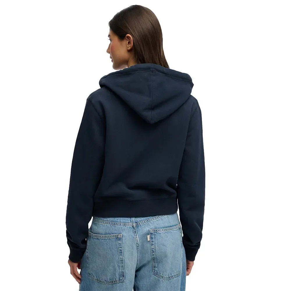 Худи молния Superdry Essential Logo Cropped, синий — фото 2