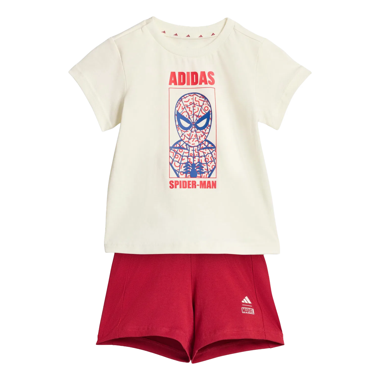 Детская футболка с шортами с принтом Spider-Man Adidas, белый