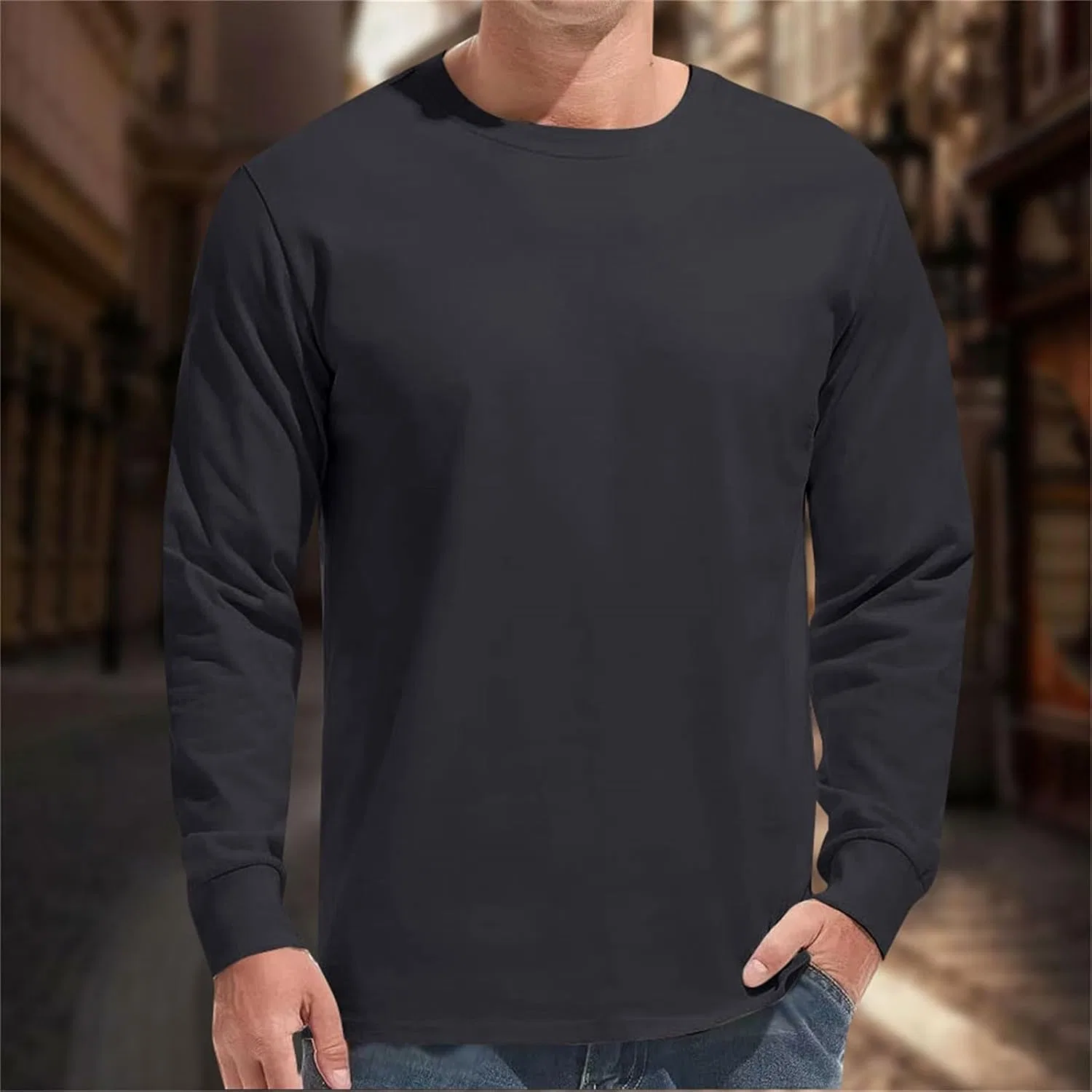 Мужская футболка с длинным рукавом UPF 50+ Dry Fit, Black — фото 2