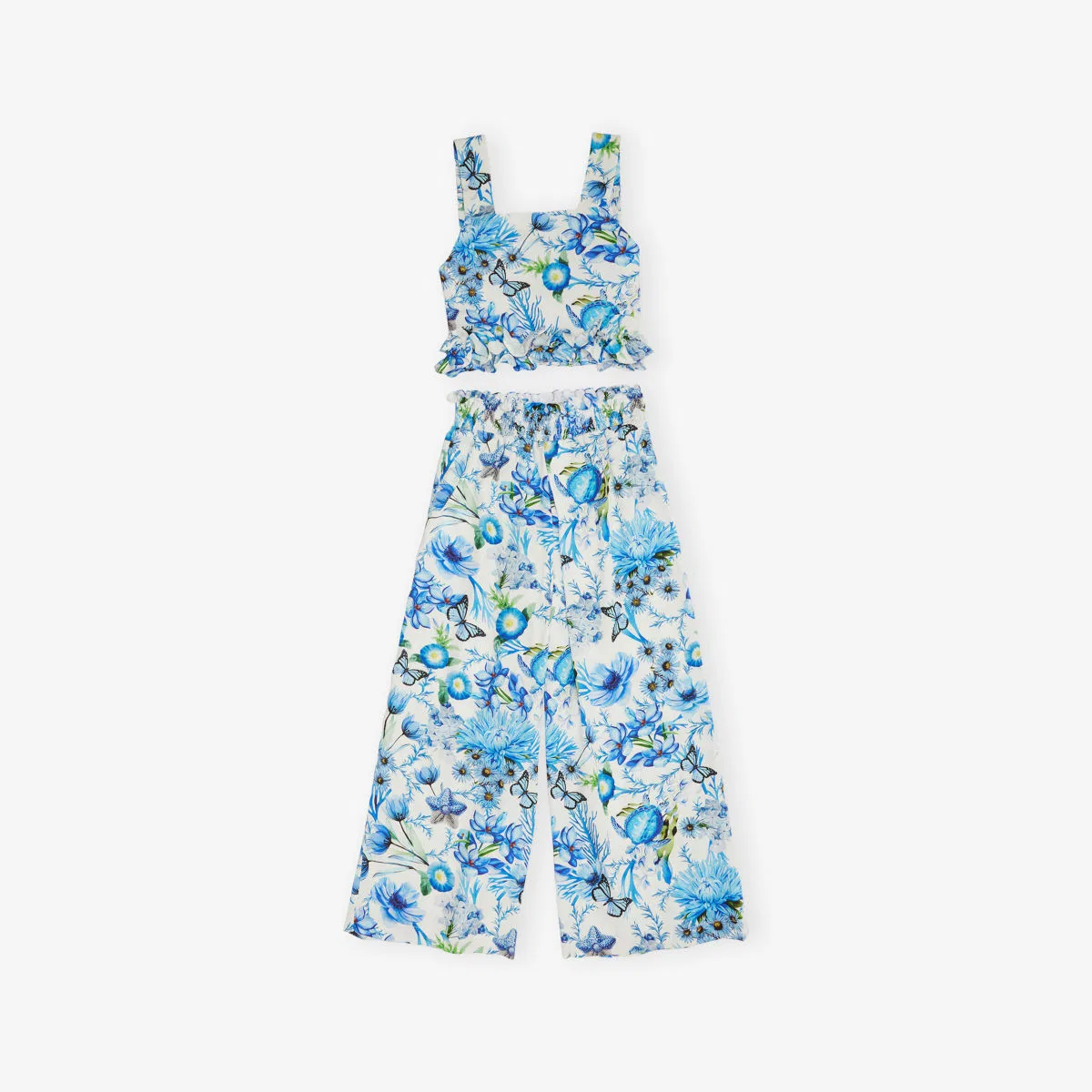 Комплект из топа и брюк с ботаническим принтом и оборками от Lapin House x Mary Katrantzou (4-12 лет), синий