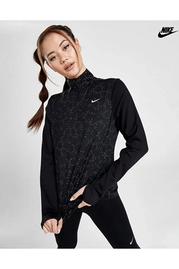 Женская футболка с длинным рукавом с принтом Nike, Black