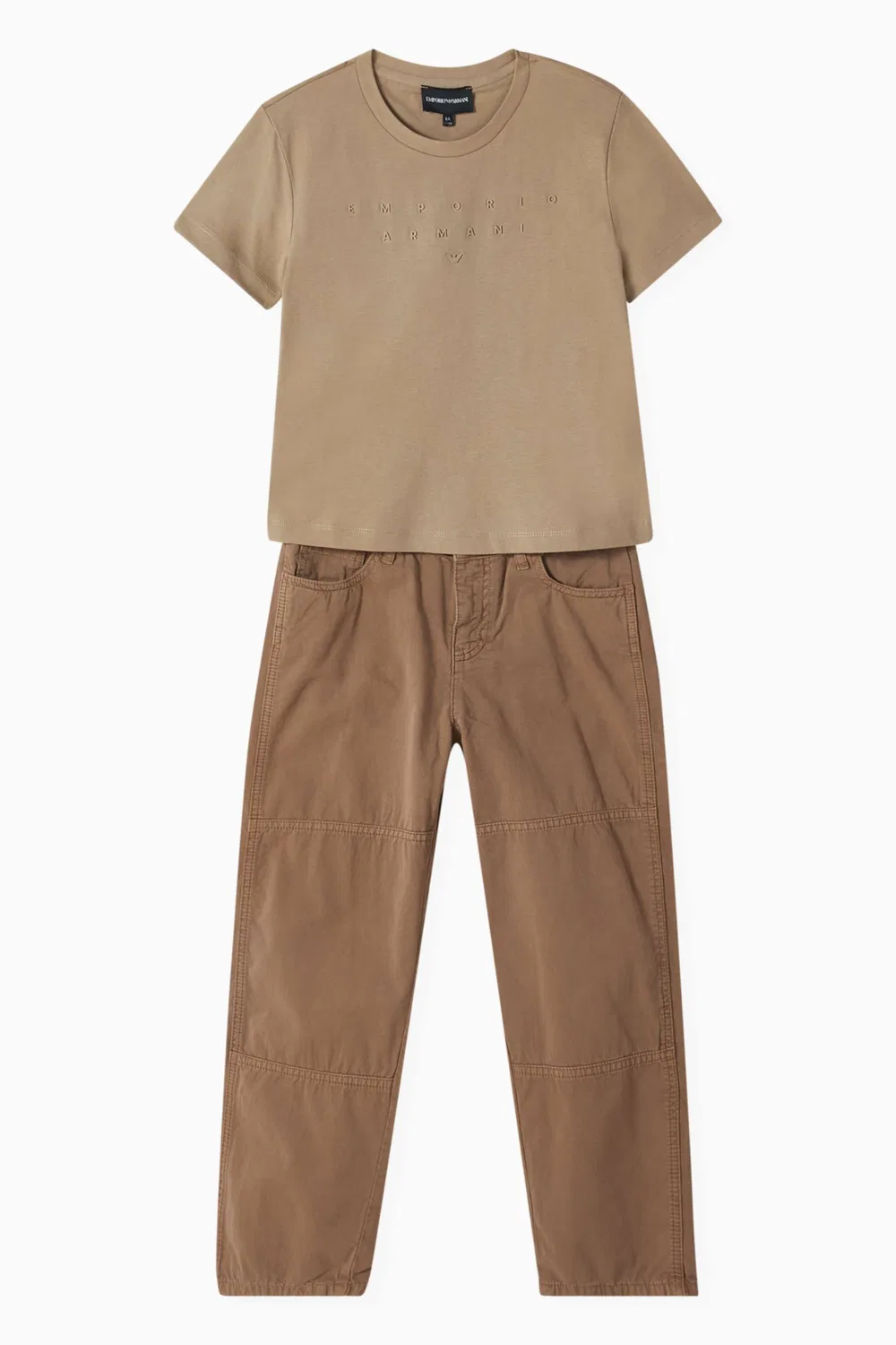 Брюки двойное колено джинсовые Emporio Armani, коричневый — фото 2