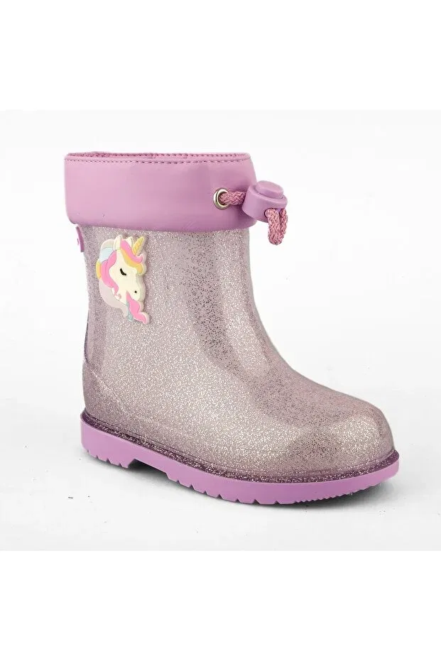 Детские ботинки для девочек водонепроницаемые Rain boots bimbi unicornio glitter w10339 Igor, Malva/Mauve — фото 2