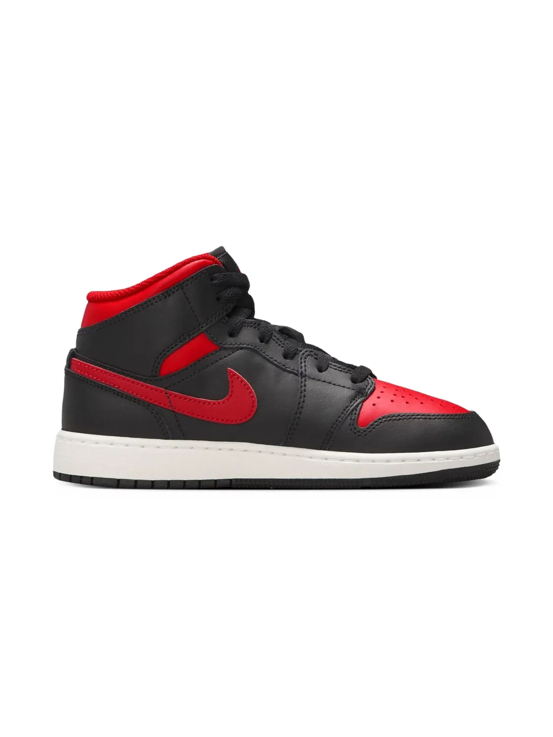 Кроссовки Jordan 1 Mid "Black/Summit White/Varsity Red", черный — фото 2