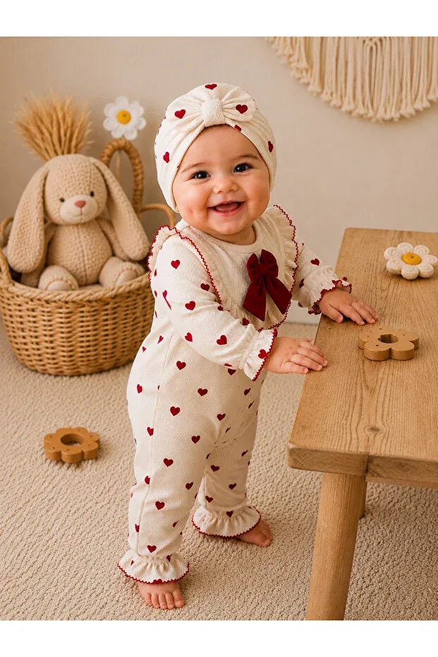 Детский комбинезон для девочек из хлопка My Babies Label, Red — фото 4