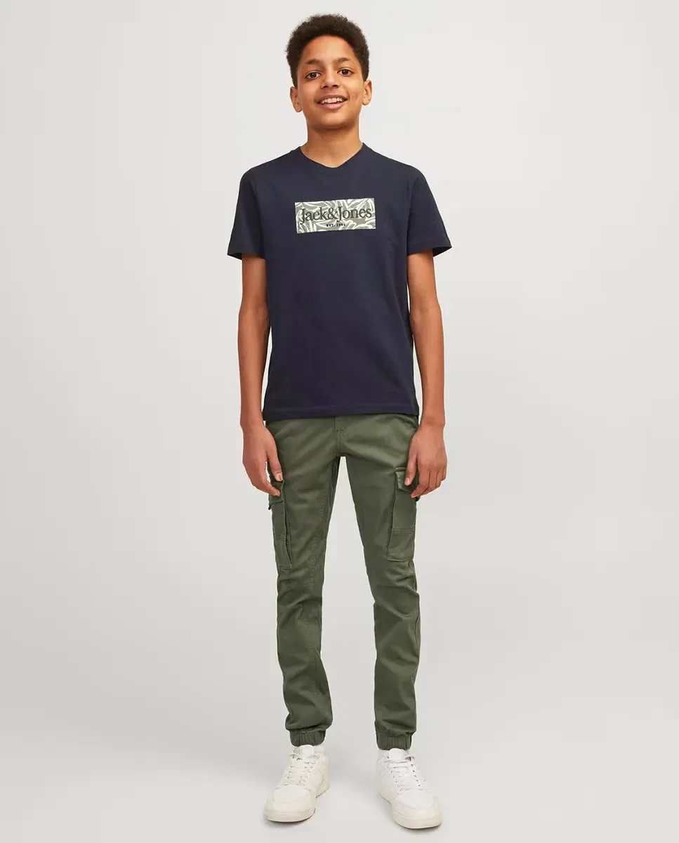 Детские штаны карго для мальчиков с посадкой Slim Fit Jack & Jones, Kaki