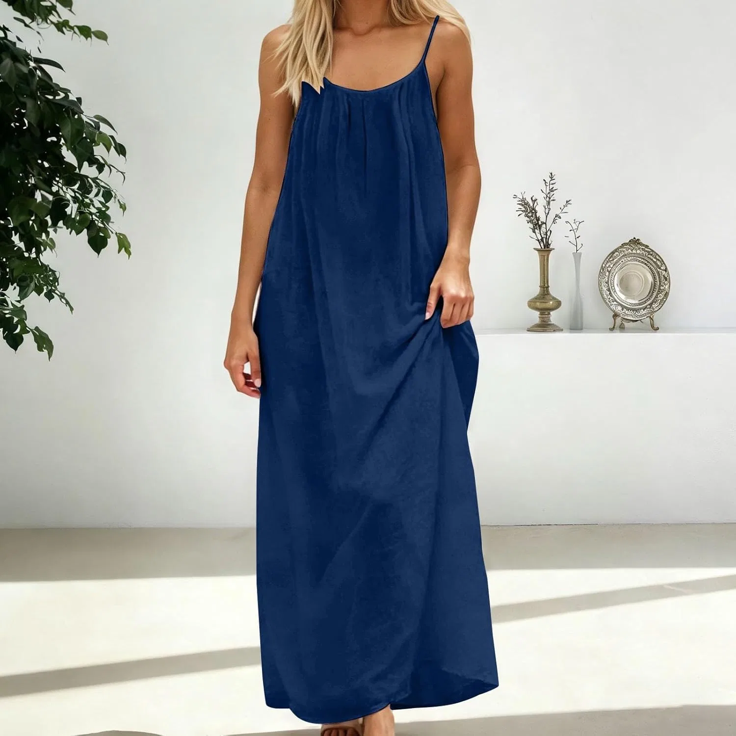 Женское летнее платье-сарафан с открытой спиной Generic, Blue — фото 3