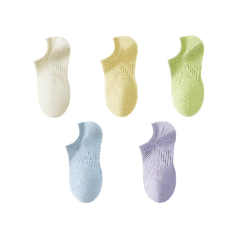 Детские носки-невидимки, набор из 5 пар, Hello Sunny, Milk White/Custard/Light Green/Light Blue/Light Purple