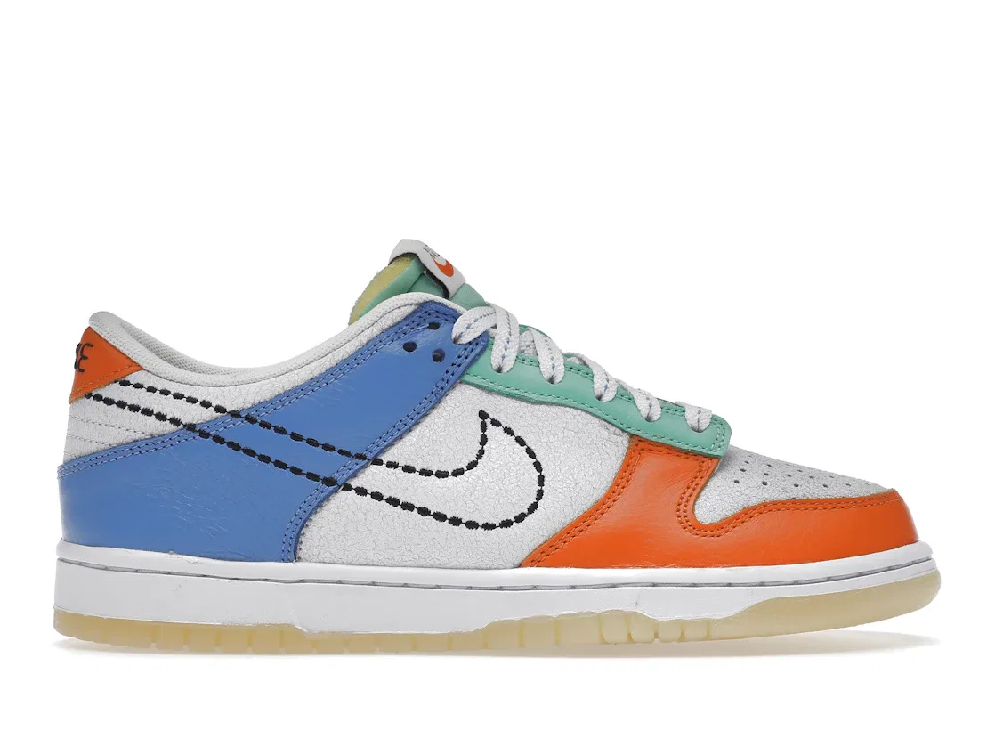 Детские кроссовки Lifestyle Nike Dunk Low Nike, White/Black/Safety Orange/Green Glow