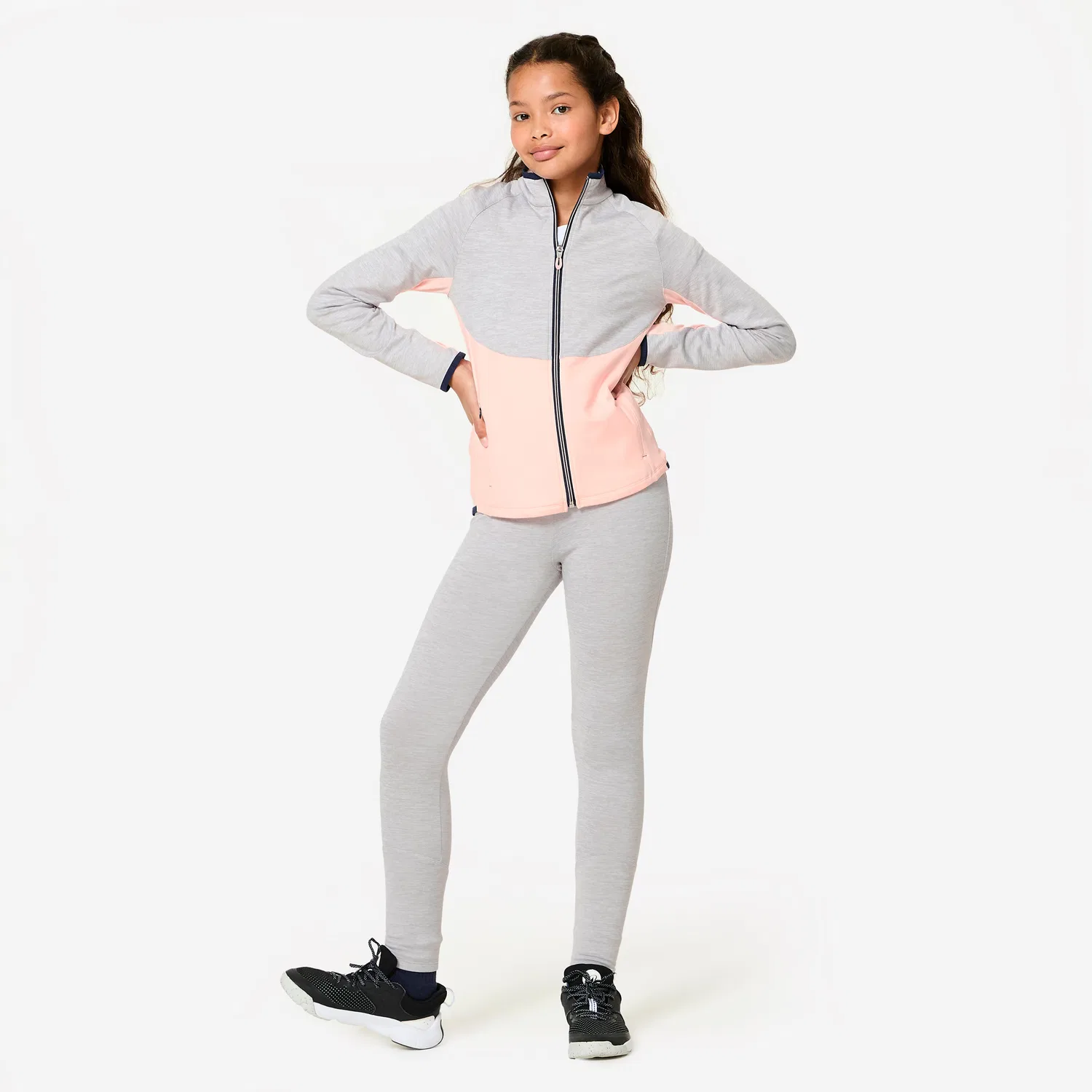 Детский спортивный костюм с длинным рукавом Decathlon, Perlgrau Fluoreszierendes Blassrosa