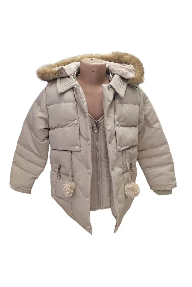 Детское пальто для девочек пуховое Lifeformoda, Nude Color