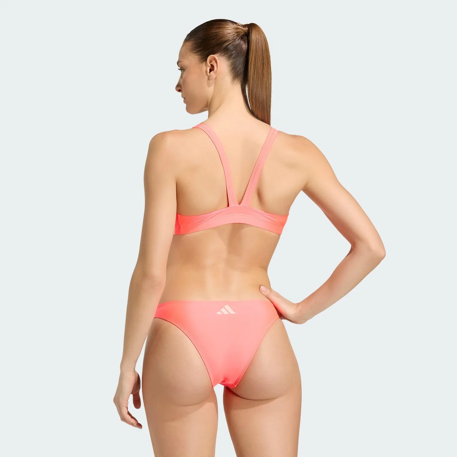 Женское бикини с принтом 3-Streifen Bikini V-formiger Ruckenausschnitt Adidas, Rosa — фото 3