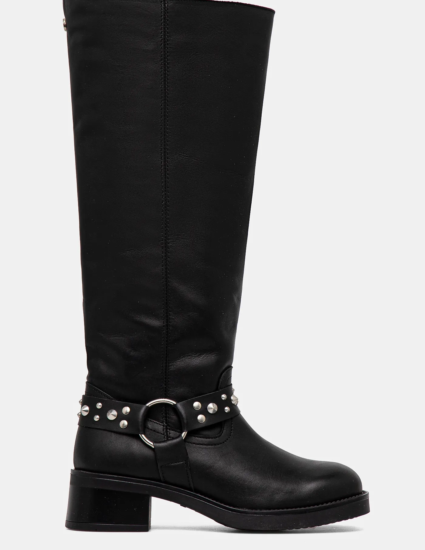Женские сапоги Steve Madden Brenna из кожи с заклепками, черный — фото 3