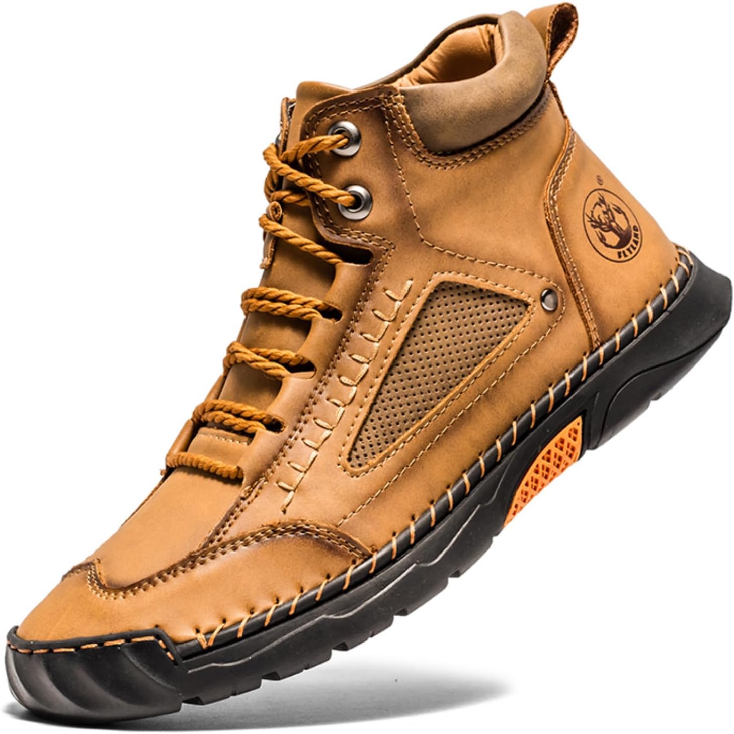 

Мужские повседневные кожаные модные кроссовки FLYLAND, ботинки Чукка, ручной работы, легкие лоферы, средние по высоте, для ходьбы и вождения, золотой