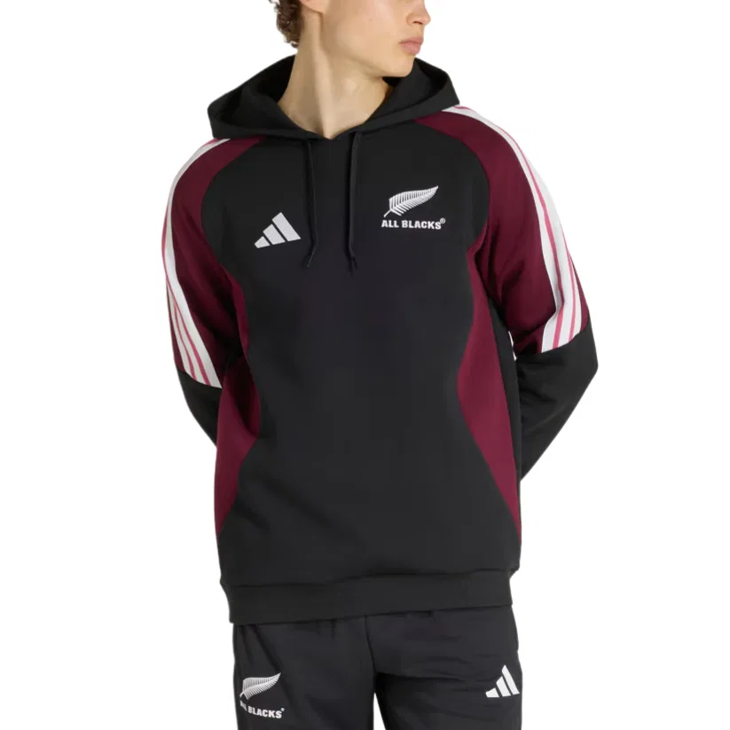 Мужская толстовка с капюшоном All Black/Burgundy Adidas, All Black/Burgundy — фото 3