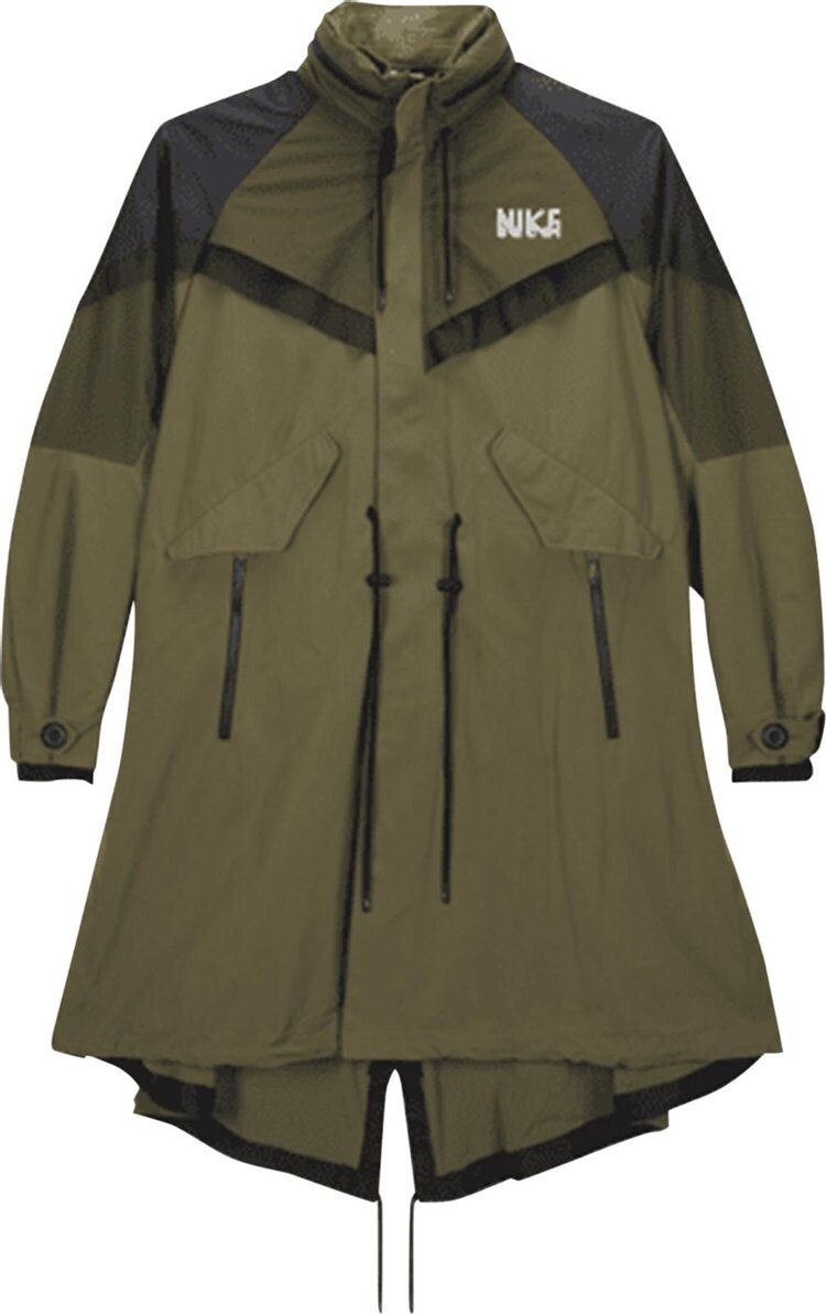 Куртка Nike x sacai Trench Jacket 'Medium Olive', зеленый